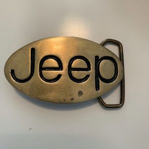 Vintage stamped Solid Brass Belt Buckle JEEP Wrangler 4x4 Cherokee Hipster Style